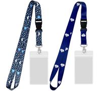 Cruise On Lanyards avec porte-carte d'identit (lot de 2) Motif sirne et bateau de croisire pour cartes-cls (gris et bleu) tanche et durable