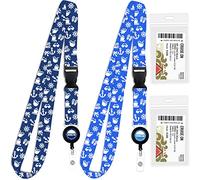 Cruise On Lot de 2 cordons de croisière avec porte-carte d'identité, porte-clés pour badge rétractable et porte-carte de croisière étanche - Essentiels de croisière 2024 et 2025 (bleu et bleu roi)