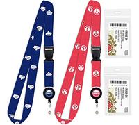 Cruise On Lot de 2 cordons pour cartes croisière avec porte-carte d'identité étanche, badge rétractable, essentiels de croisière 2024 et 2025, bleu et rouge
