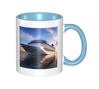 Cruise Ships Tasse à café en céramique bicolore 330 ml - Tasse à thé classique, tasse cadeau, passe au micro-ondes, au bureau et à la maison