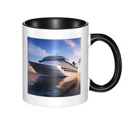 Cruise Ships Tasse à café en céramique bicolore 330 ml - Tasse à thé classique, tasse cadeau, passe au micro-ondes, au bureau et à la maison