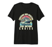 Cruising and Boozing 32e Anniversaire Croisière Party Vacances T-Shirt Haut de Gamme