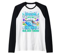 Cruising Into My Birthday - T-shirt de croisière amusant Sea You There Manche Raglan
