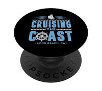 Cruising The Coast Long Beach California Voile Boat Captain PopSockets PopGrip Adhésif