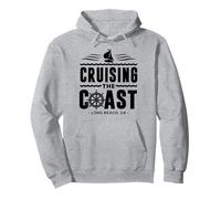 Cruising The Coast Long Beach California Voile Boat Captain Sweat à Capuche