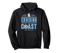 Cruising The Coast Long Beach California Voile Boat Captain Sweat à Capuche