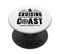 Cruising The Coast Santa Monica California Voile Boat Captain PopSockets PopGrip Adhésif