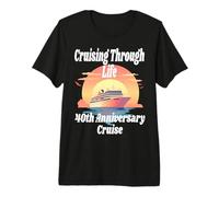 Cruising Through Life 40e Anniversaire Bateau de croisière Coucher de Soleil T-Shirt Haut de Gamme