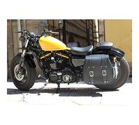 Cruizer - Sacoche cavalière latérale pour moto Harley Davidson 1200 X Forty-Eight en cuir Rexion double avec cavité pour amortisseur et 3 boucles
