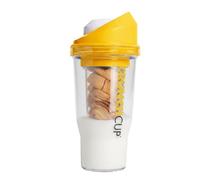 CRUNCHCUP Original Bol pour Muesli à Emporter 260 + 250 ml Petit Déjeuner Sain Portable To Go, ni Cuillère ni Bol requis, pour céréales Lait Yaourt à boire Shake Protéiné, Adultes Enfants, Jaune