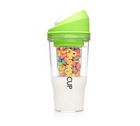 CRUNCHCUP XL Vert - Gobelets à céréales portables en plastique pour le petit déjeuner en déplacement, récipient à céréales et à lait pour vos céréales de petit-déjeuner préférées, pas besoin de