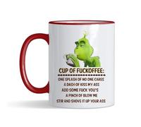 Crunchy Carrots Tasse de Fuckoffee - Humour sarcastique drôle - 325 ml - Bord coloré et anse - Cadeau pour adulte - Pour ami, collègue, Secret Santa (bord rouge)