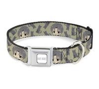 Crunchyroll Collier pour animal domestique, collier pour chien, boucle de ceinture de sécurité, panier de fruits, chibi shigure soma et chien dispersé, gris olive, 40,6 à 58,4 cm, 3,8 cm de large