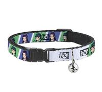 Crunchyroll Collier pour Chat avec Clochette The Apothecary Diaries Jinshi et Maomao Blocks Bleu Vert 21,6 à 30,5 cm de Large