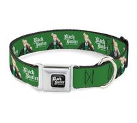 Crunchyroll Collier pour Chien avec Boucle de Ceinture de sécurité en métal, Noir Butler Herman Greenhill Pose et Logo du Titre, Vert, 24,1 à 33 cm, 2,5 cm de Large