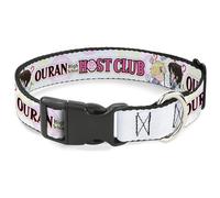 Crunchyroll Collier pour chien avec boucle en plastique Ouran High School Chibi Tamaki et Haruhi Pose et Logo Blanc, 38,1 à 61 cm de large