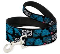 Crunchyroll Laisse pour Chien avec Logo Cowboy Bebop et Blocs de Personnages Noir/Bleu 1,2 m de Long 3,8 cm de Large