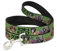Crunchyroll Laisse pour Chien Cowboy Bebop Crew Pose et Logo Title Vert Noir 1,8 m de Long 1,3 cm de Large