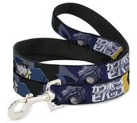 Crunchyroll Laisse pour Chien Cowboy Bebop Spike Vicious et Faye Pose et Logo Bleu/Jaune 1,2 m de Long 3,8 cm de Large