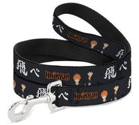 Crunchyroll Laisse pour chien Haikyu Hinata et Kageyama Pose et Logo Title Noir Blanc 1,2 m de long 1,3 cm de large