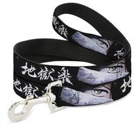 Crunchyroll Laisse pour chien Motif yeux et logo Hells Paradise Gabimaru et Sagiri Noir/blanc 1,2 m de long 3,8 cm de large