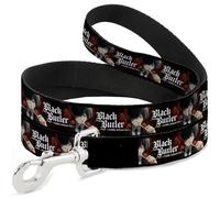Crunchyroll Laisse pour Chien Noir Butler Ciel Phantomhive Fourche et Logo Title 1,2 m de Long 2,5 cm de Large