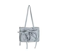 Crush Bow Tote Bag Sac à bandoulière solide en nylon de grande capacité avec fermeture éclair pour femme Porte-monnaie léger et mignon, bleu, Taille unique