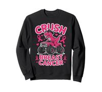 Crush Breast Cancer Dino Rose Camion Ruban Sensibilisation Sweatshirt