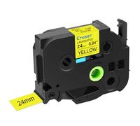 Cruxer 1 lot de remplacement pour P-Touch TZe-651 TZ651 TZe651 24 mm Texte jaune sur ruban blanc compatible avec ptouch PT-D600 D600VP P700 P750W P900W P950NW PTP710BT PT-9600 PT-H500LI