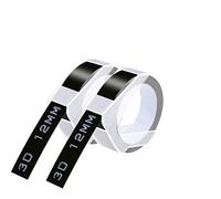 Cruxer A898132 Lot de 3 rubans de gaufrage de rechange pour Dymo Omega 3D Blanc sur noir 12 mm x 3 m