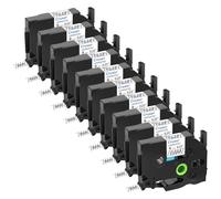 Cruxer Lot de 10 rubans d'étiquettes P-Touch TZe-111 TZ-111 - Texte noir sur transparent laminé - 6 mm - Compatible avec étiqueteuse Ptouch PT-D200 PT-D210 PT-D400 PT-D450 PT-D600 PT-H100 PT-1230PC