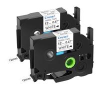 Cruxer Lot de 2 rubans adhésifs thermocollants de rechange pour Brother Tze-FA231 Noir sur blanc pour étiquette de vêtements Brother Ptouch PT-H101C PT-H107 GL-100 PT-H110 PT-H105 PT-2730VP PT-E100