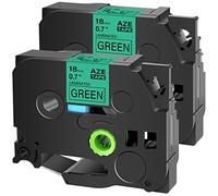 Cruxer Lot de 2 rubans d'étiquettes compatibles avec Brother TZE741 TZ741 de 18 mm - Texte noir sur vert - Ruban de rechange pour PTD400AD D450 D600 PTP700 P750W PTH500LI PT1810 1880C 2730 2030
