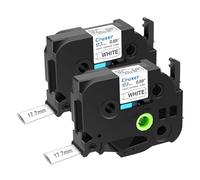 Cruxer Lot de 2 rubans d'étiquettes thermorétractables compatibles avec Ptouch HSE241 HSe-241 HS241 HS241 17,7 mm Noir sur blanc pour PTD400AD D450 D600 PTP700 P750W PTH500LI PT1810 1880C 2 730 2 030