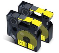 Cruxer Lot de 2 rubans thermorétractables compatibles avec Dymo Rhino A18058 S0718340, noir sur jaune, 19 mm x 1,5 m, remplacement pour Dymo LabelWriter Rhino 1000 3000 4200 5000 5200