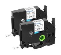Cruxer Lot de 2 rubans thermorétractables de rechange pour Brother HSe-211 5,8 mm Noir sur blanc HSE211 HS211 HS211 pour étiqueteuse P-Touch PT-D600 E500 D210 D400 E550W 7600 D800W