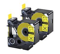 Cruxer Lot de 2 tubes thermorétractables de rechange pour étiqueteuse Rhino A18058 18058 19 mm Noir sur jaune pour étiqueteuse Rhino 4200 Rhino 5000 Rhino 5200 Rhino 6000