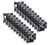 Cruxer Lot de 20 rubans d'étiquettes de rechange compatibles avec Dymo D1 45021 S0720610 pour LM 280 160 PNP 360D LabelWriter 450 Duo 450 Turbo, blanc sur noir, 12 mm x 7 m