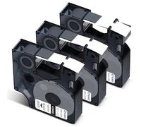 Cruxer Lot de 3 rubans d'étiquettes en nylon compatibles avec Dymo Flexible A18488 S0718100, noir sur blanc, 12 mm x 3,5 m, remplacement pour Dymo Rhino 1000 4200 6000 LabelWriter 450 Duo ILP 219 3M