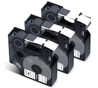 Cruxer Lot de 3 rubans d'étiquettes en polyester compatibles avec Dymo IND A18484 S0718220, noir sur blanc, 19 mm x 5,5 m, remplacement pour Dymo Rhino 4200 5000 5200 6000 ILP 219 3M PL150 3M PL200 3M