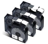 Cruxer Lot de 3 rubans thermorétractables compatibles avec Dymo Rhino A18055 S0718300, noir sur blanc, 12 mm x 1,5 m, remplacement pour Dymo LabelWriter Rhino 1000 3000 4200 5000 5200