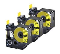 Cruxer Lot de 3 tubes thermorétractables de rechange pour étiqueteuse Rhino A18058 18058 19 mm Noir sur jaune pour étiqueteuse Rhino 4200 Rhino 5000 Rhino 5200 Rhino 6000