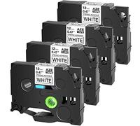 Cruxer Lot de 4 rouleaux de ruban adhésif extra fort pour étiqueteuse P-Touch Cube PTE550 PTP750 PTD210 PTD450 PTH110 PTD400AD PT710BT compatibles avec Brother TZE S231 12 mm