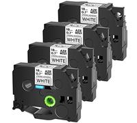 Cruxer Lot de 4 rouleaux de ruban adhésif extra fort pour étiqueteuse P-Touch Cube PTE550 PTP750 PTD210 PTD450 PTH110 PTD400AD PT710BT compatibles avec Brother TZE S241 18 mm