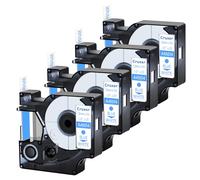 Cruxer Lot de 4 ruban compatibles Dymo D1 45014 Bleu sur Blanc 12 mm | 7 m S0720540 Ruban d'étiquettes compatible avec Dymo Label Manager 160 210D 260P 280 360D 420P Label Point Label Writer