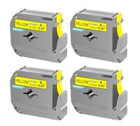 Cruxer Lot de 4 rubans adhésifs de rechange pour imprimante d'étiquettes P Touch M-K621 MK621 M621 Noir sur jaune 9 mm 0,35 3/8 M Pour Ptouch PT-M95 PT-80 PT-90 PT-70 PT-55 PT-65 PT-85 PT-45 PT-70BM