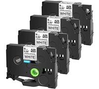 Cruxer Lot de 4 rubans adhésifs extra résistants compatibles avec Brother TZe S221 9 mm, texte noir sur blanc, pour étiqueteuses PT Cube PTE550 PTP750 PTD210 PTD450 PTH110 PTD400AD PT710BT