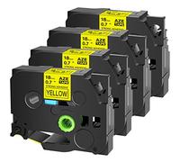 Cruxer Lot de 4 rubans adhésifs extra résistants pour Brother TZE S641 18 mm Noir sur jaune pour étiqueteuses PTD400 PTD450 PTH110 PTD400AD PT Cube 710BT PT-1880C PT2030 PTE550 PTP750