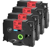 Cruxer Lot de 4 rubans d'étiquettes compatibles avec Brother TZE441 TZ441 18 mm 1,9 cm Texte noir sur ruban rouge de rechange pour PTD400AD D450 D600 PTP700 P750W PTH500LI PT1810 1880C 2730 2030