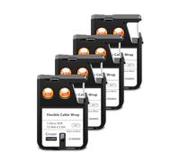 Cruxer Lot de 4 rubans d'étiquettes de rechange 1868806 A1868806 Noir sur blanc 12 mm x 5,5 m Étiquette autocollante en nylon flexible compatible avec les étiqueteuses DYMO XTL-300 et XTL-500